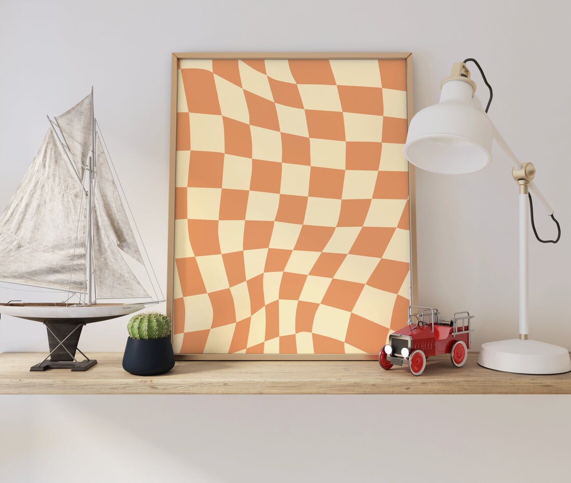 Retro Groovy Checkered Psychedelic Poster Print - Image 3