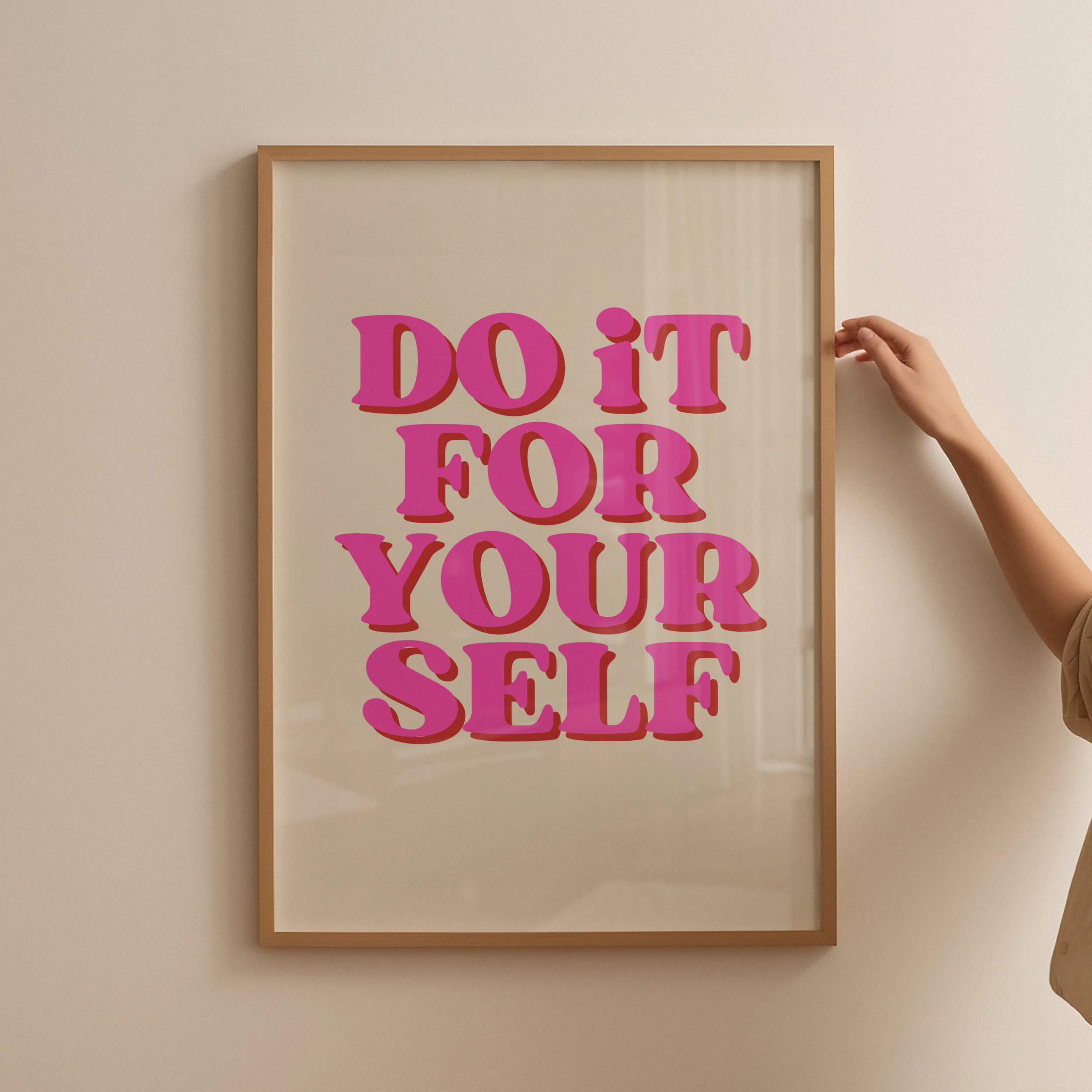 Do It For Yourself Bold Pink Motivational Quote Retro Typography Poster - Image 4