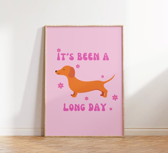 Cute Quote Wall Print Dachshund Poster Retro Wall Art Print Hippie Decor Prints Wall Decor Pink Poster
