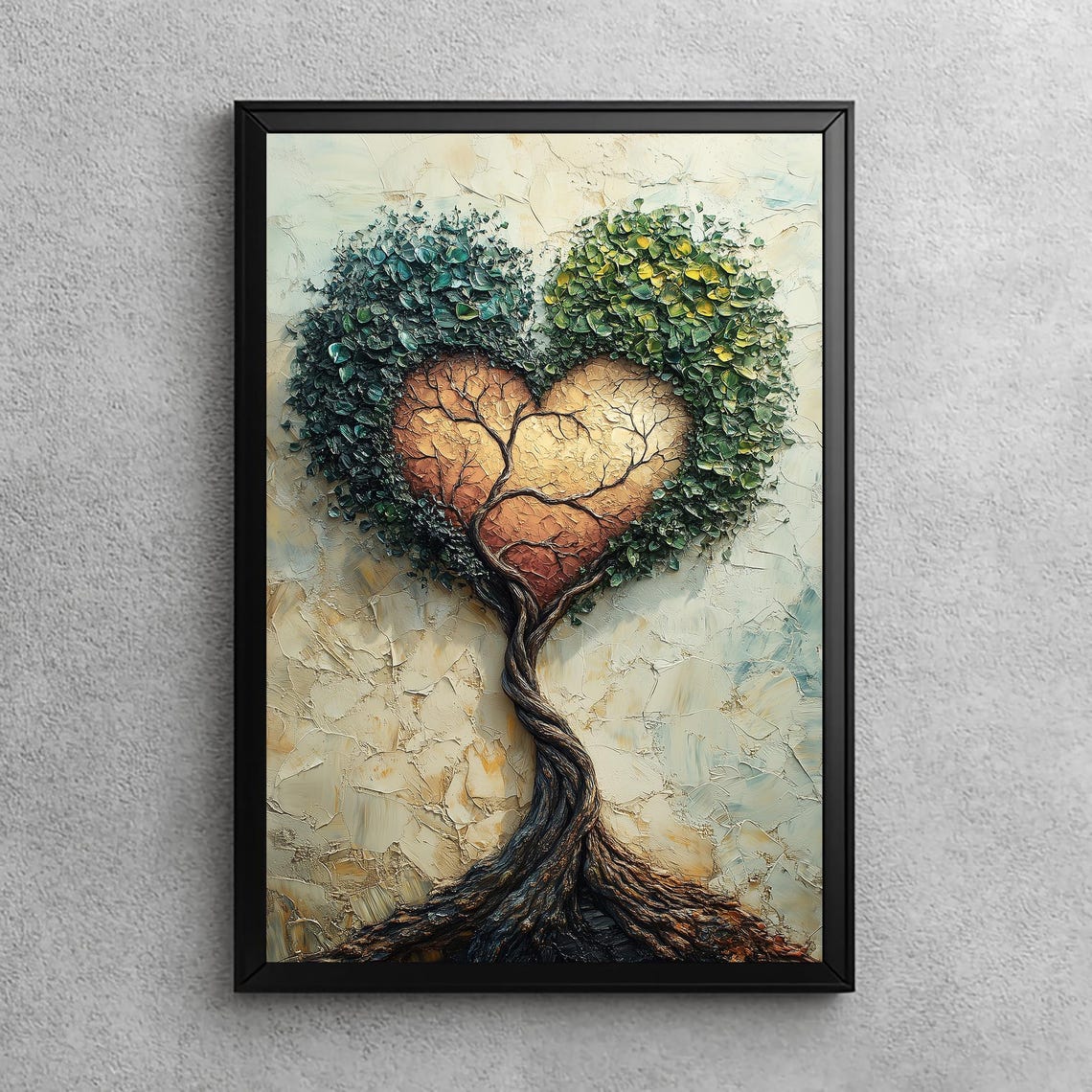 Heart Shaped Tree of Love Oil Painting Romantic Couples Poster