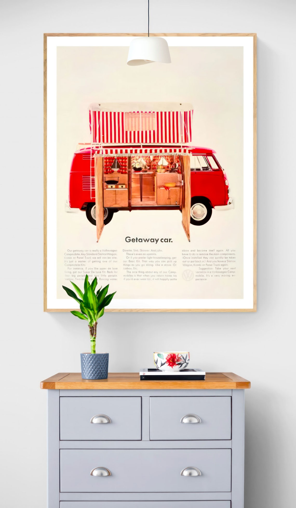 Vintage Volkswagen Camper Bus Getaway Car Automotive Wall Art - Image 2