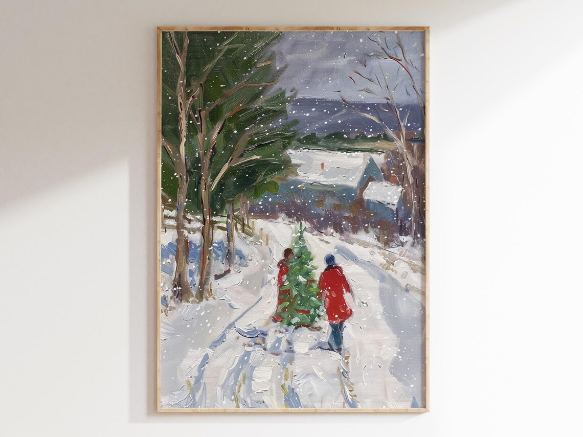 Taking Our Tree Home - Christmas Art Print