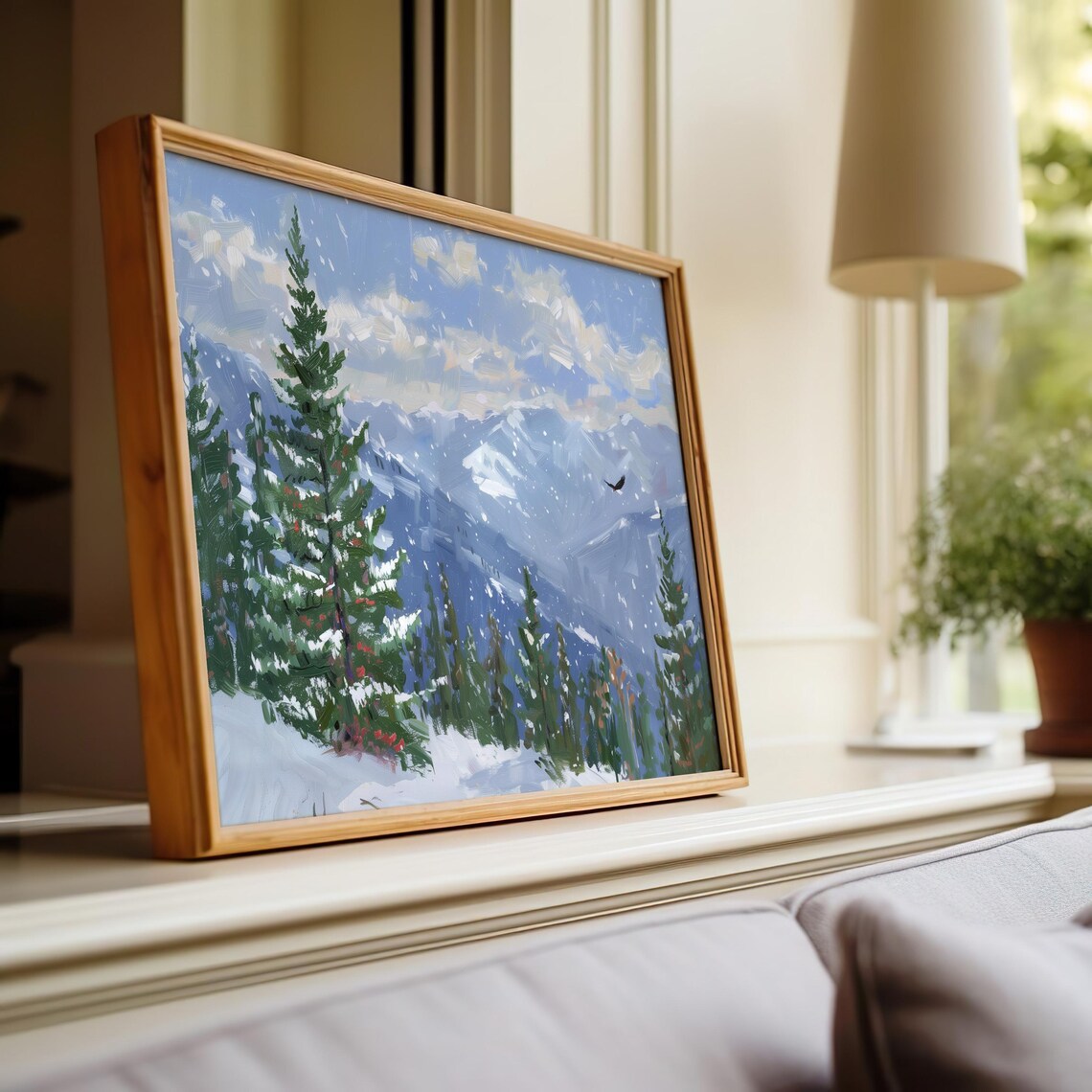 Winter Landscape Mountain Eagle Art Print - Image 2