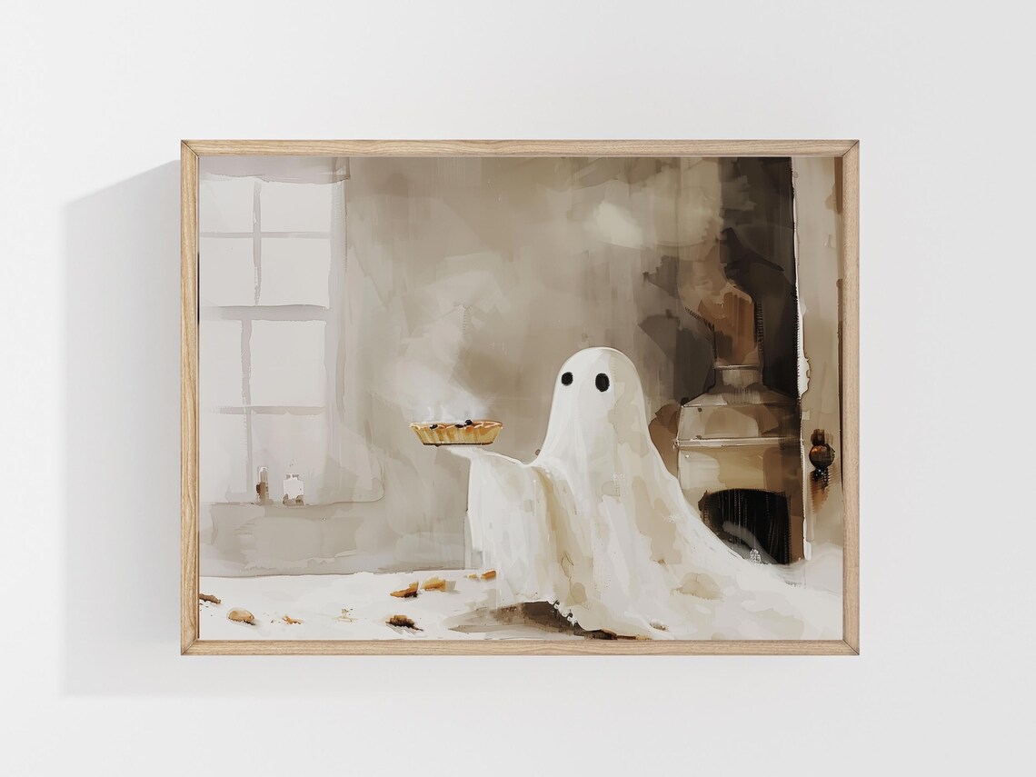 Ghost Baking A Pie, Whimsical Halloween Illustration - Image 2
