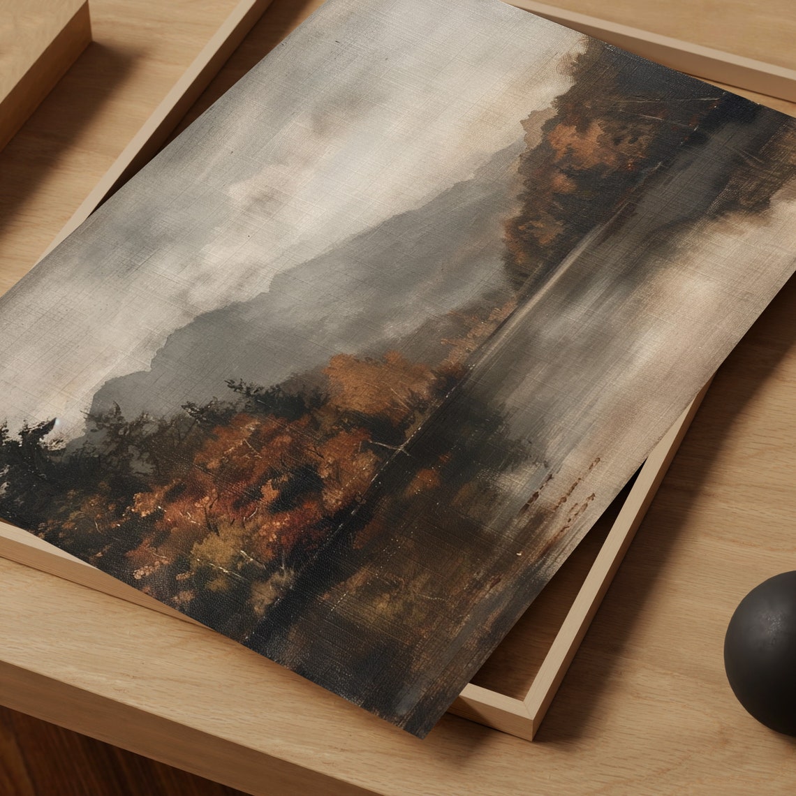 Autumn Misty Mountains Foggy Lake Fall Foliage Vintage Wall Poster - Image 2