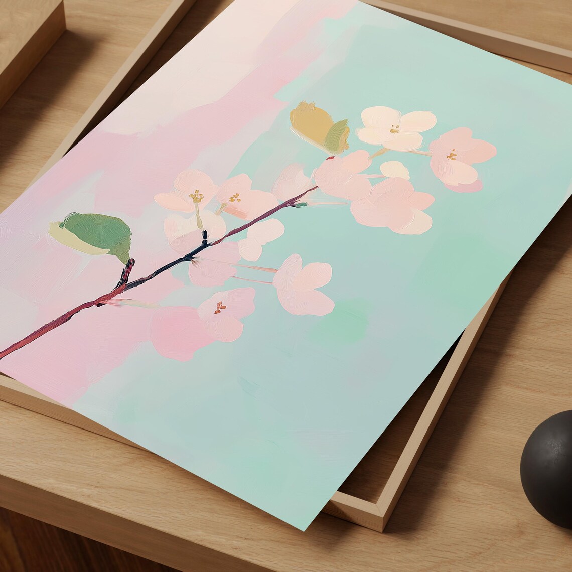Cherry Blossom Branch Pastel Pink Spring Floral Minimalist Art Poster - Image 2