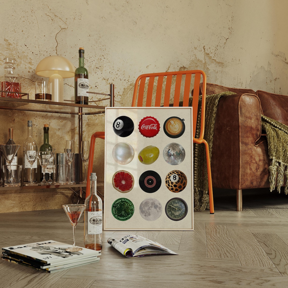 Retro Trendy Circle Icons Collage Dorm Room Decor Aesthetic Poster - Image 2