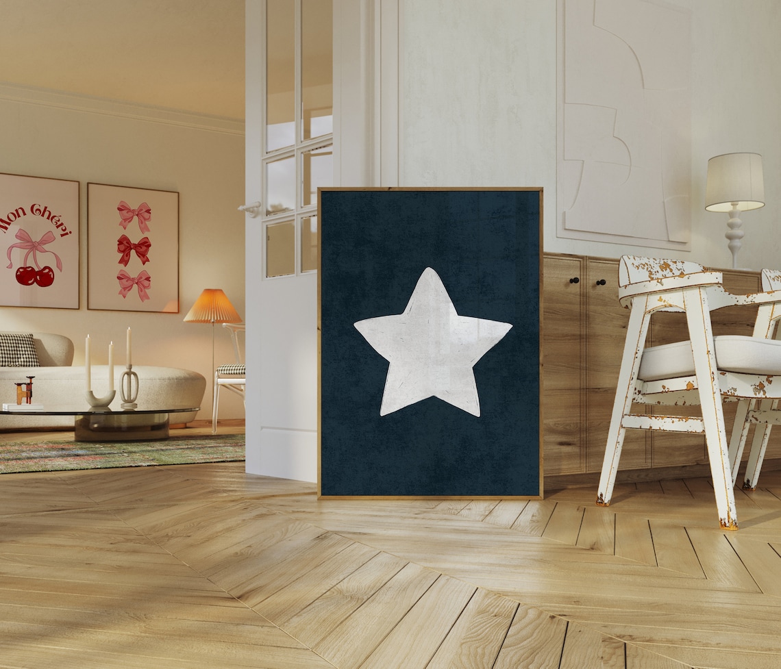 Retro Hand Drawn Star Art Print, Treny Aesthetic Decor - Image 3