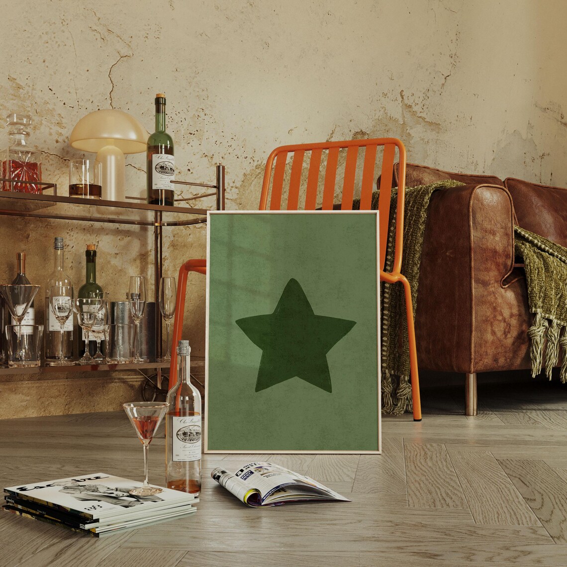 Retro Hand Drawn Star, Vintage Trendy Decor - Image 2