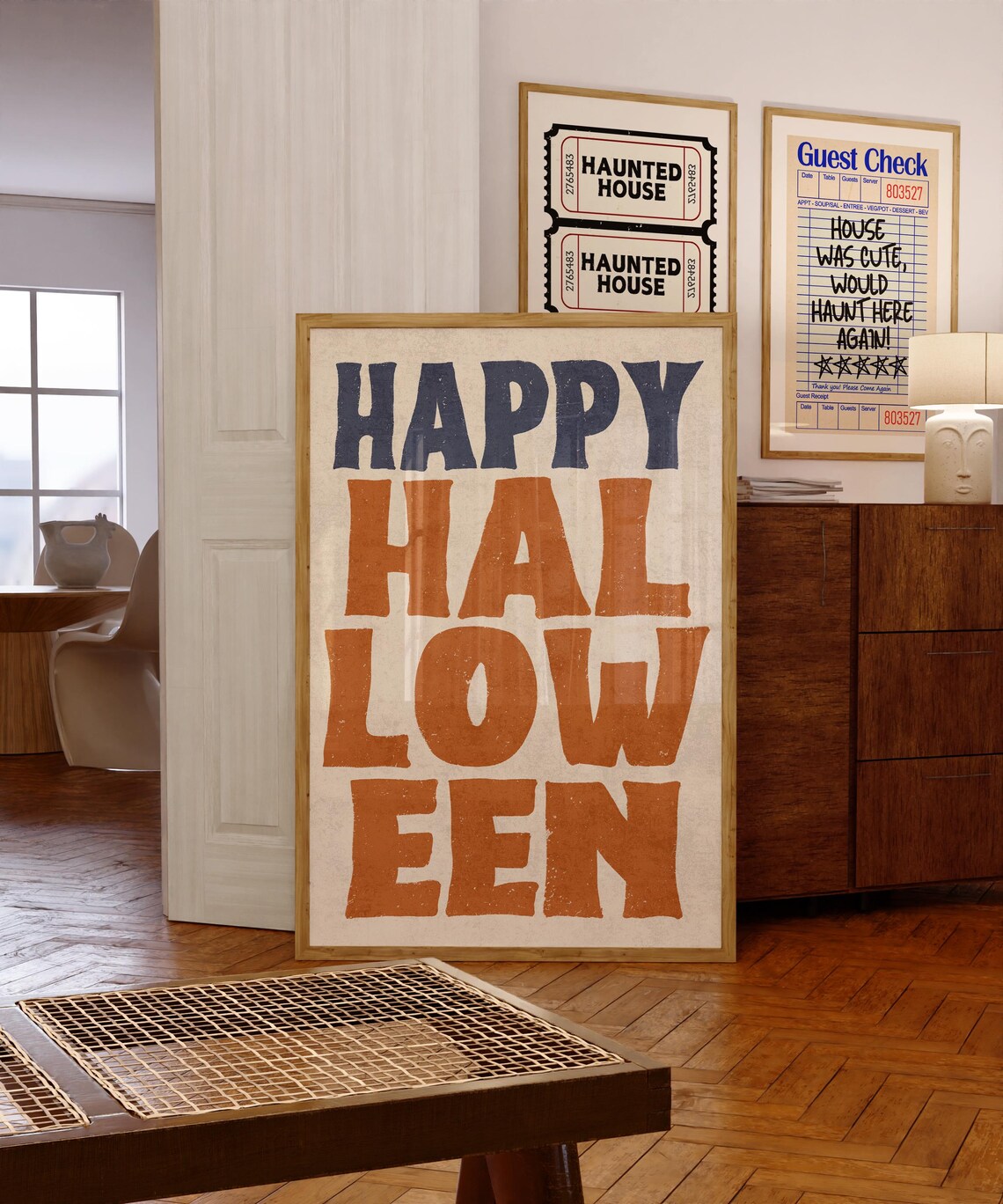 Happy Halloween Retro Orange and Navy Bold Typography Poster - Image 4