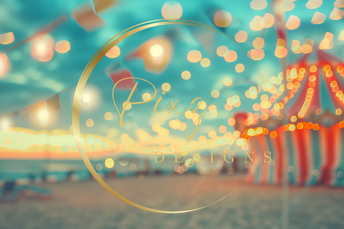Carnival Night Bokeh Lights Girl By Amusement Tent Backdrop Poster - Image 2