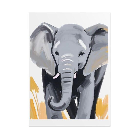 Majestic Elephant Oil Painting Safari Wildlife Portrait Art Poster