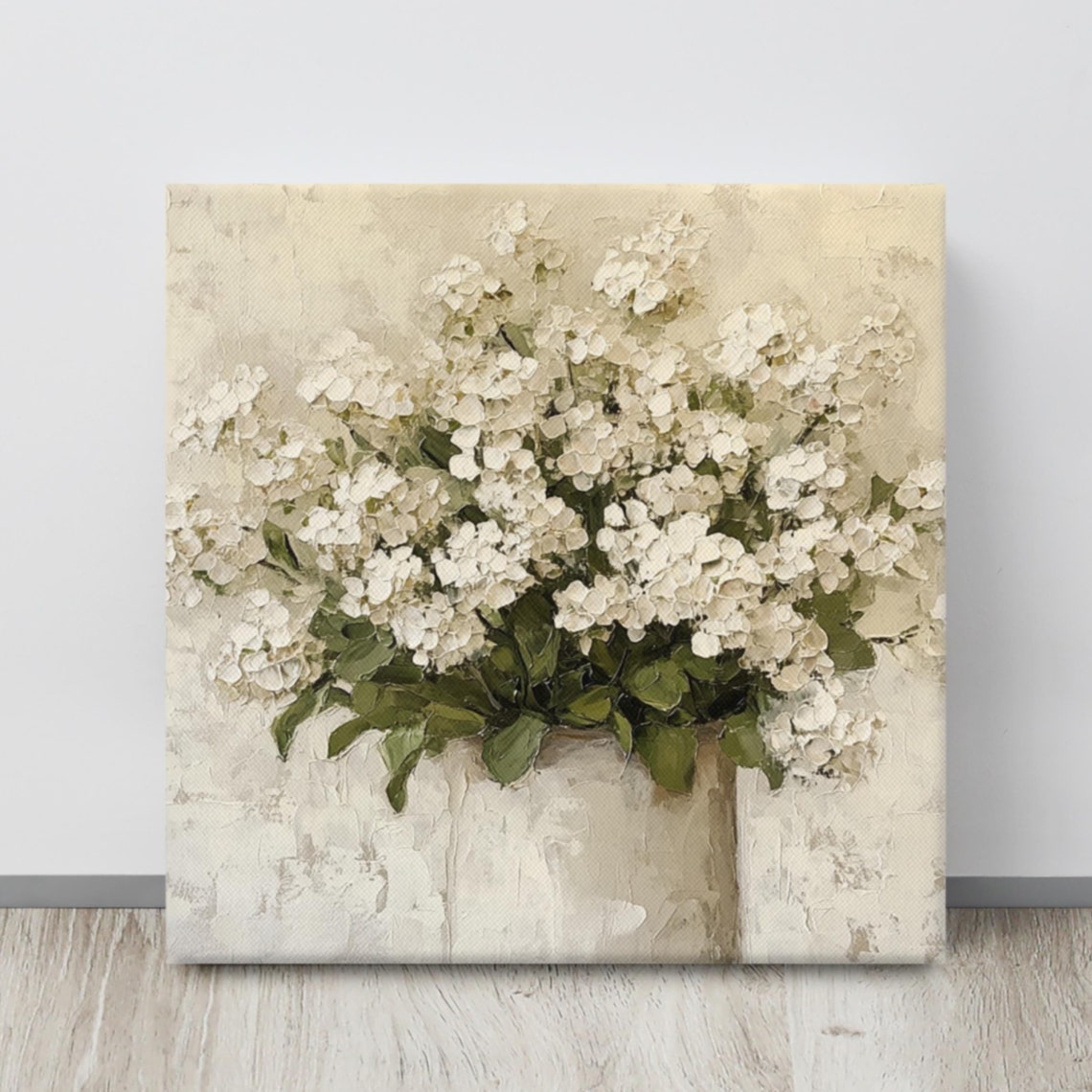 Alyssum Flower Painting Print Wall Art Flower Art Print White Alyssum Plant Art Beige Wall Art Living Room Wall Art