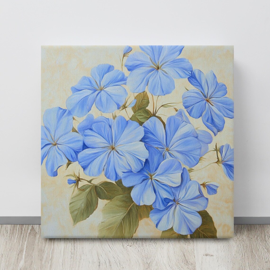 Blue Plumbago Leadwort Blossoms Cream Botanical Floral Poster