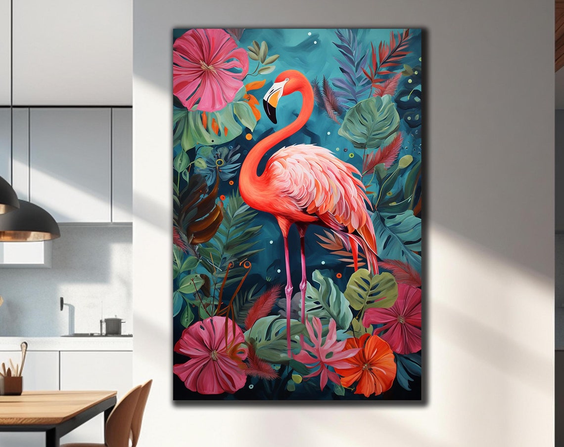 Flamingo Glass Painting Flamingo On Decor Animal On Tempered Glass Wall Art Minimalist Glass Artwork Glass Wall Decor Animal Painting