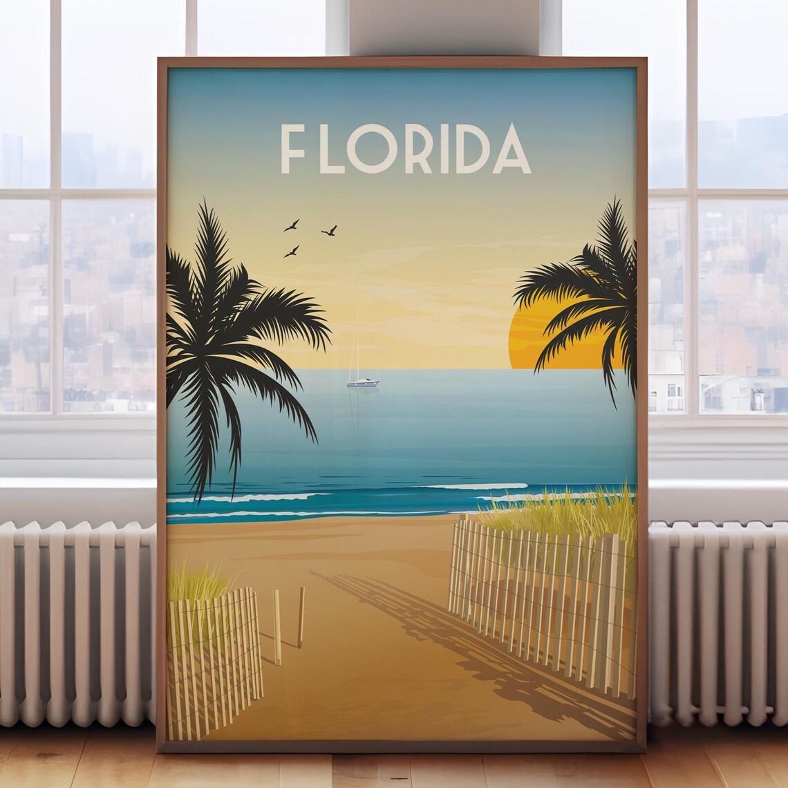 Florida Retro Travel Poster, Orlando & Key West