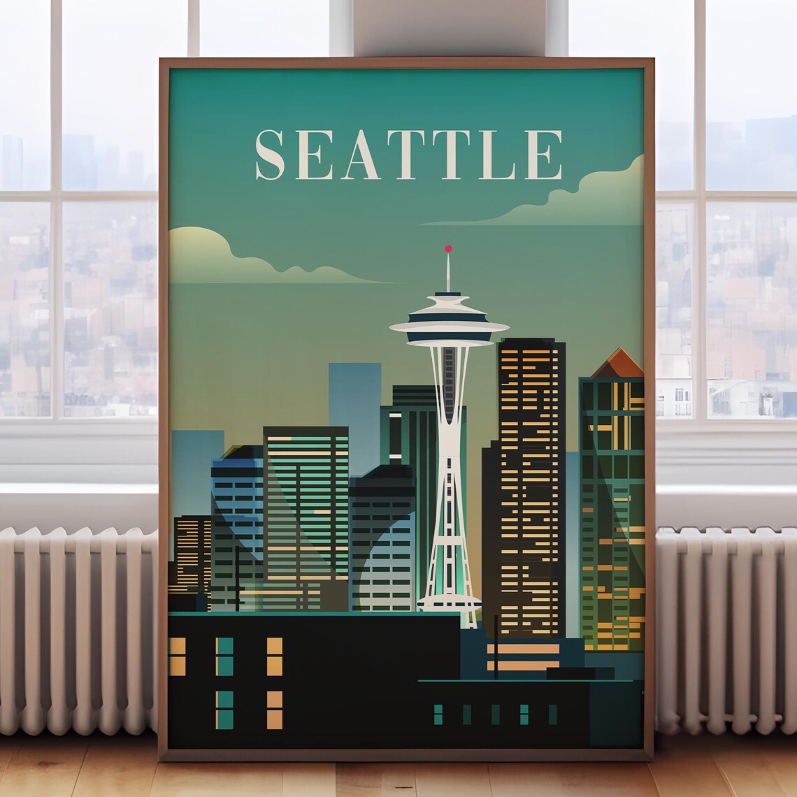 Seattle Travel Poster, Retro Washington Art Print