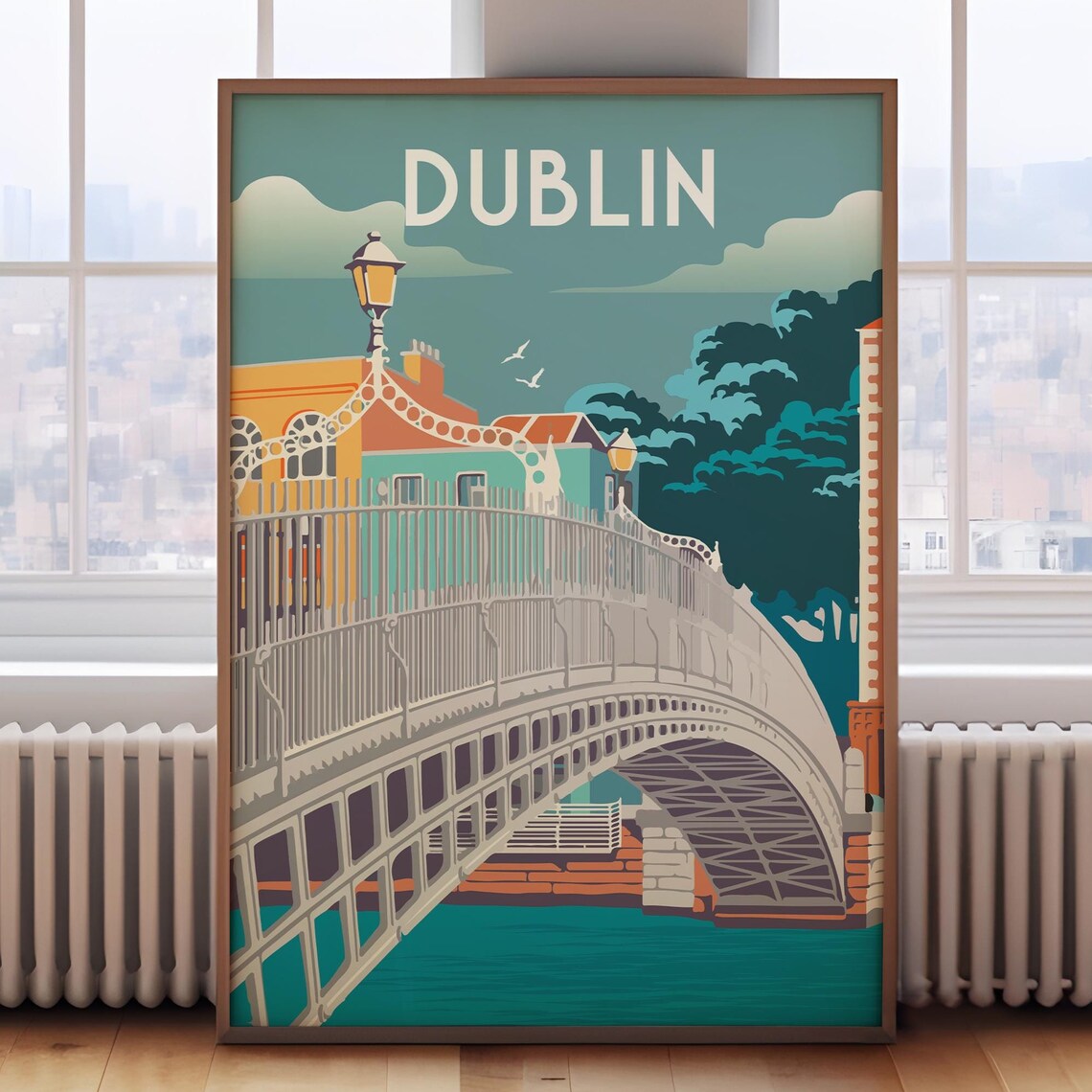 Dublin Retro Travel Poster, Ireland Wall Art Print