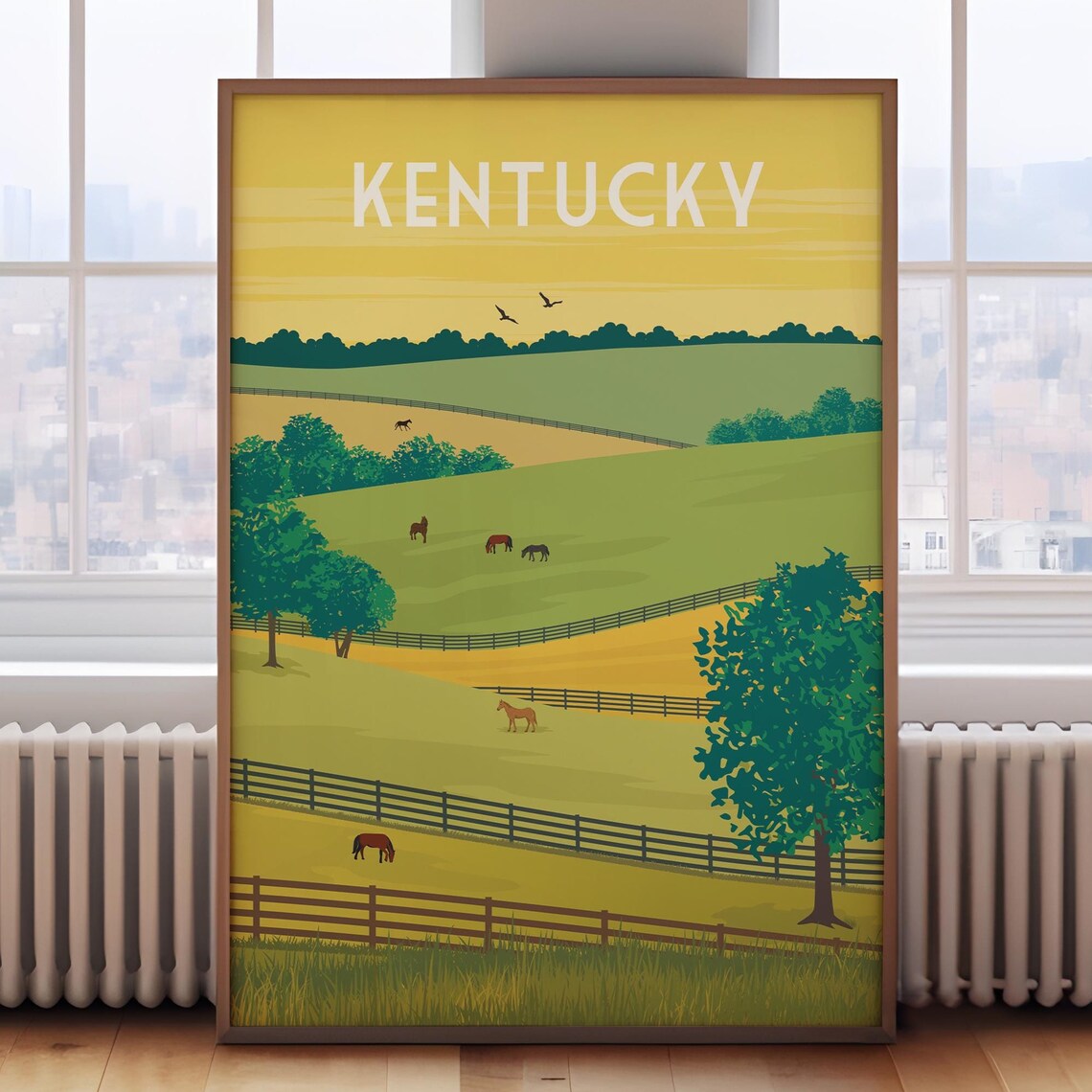 Kentucky Retro Travel Poster, US Travel Print
