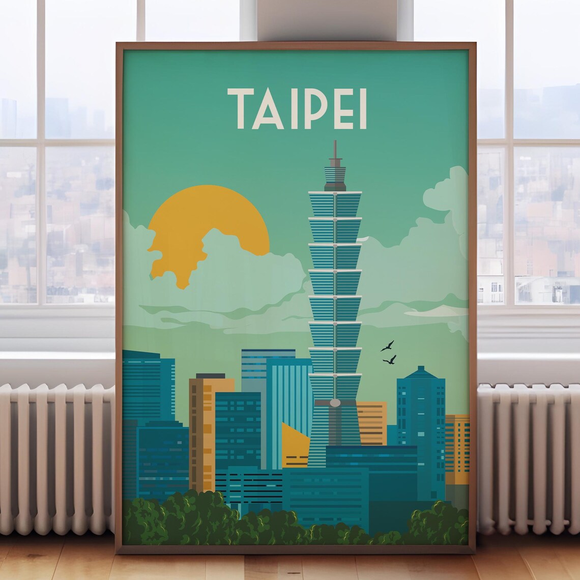 Taipei, Taiwan Travel Poster, City Wall Art Print