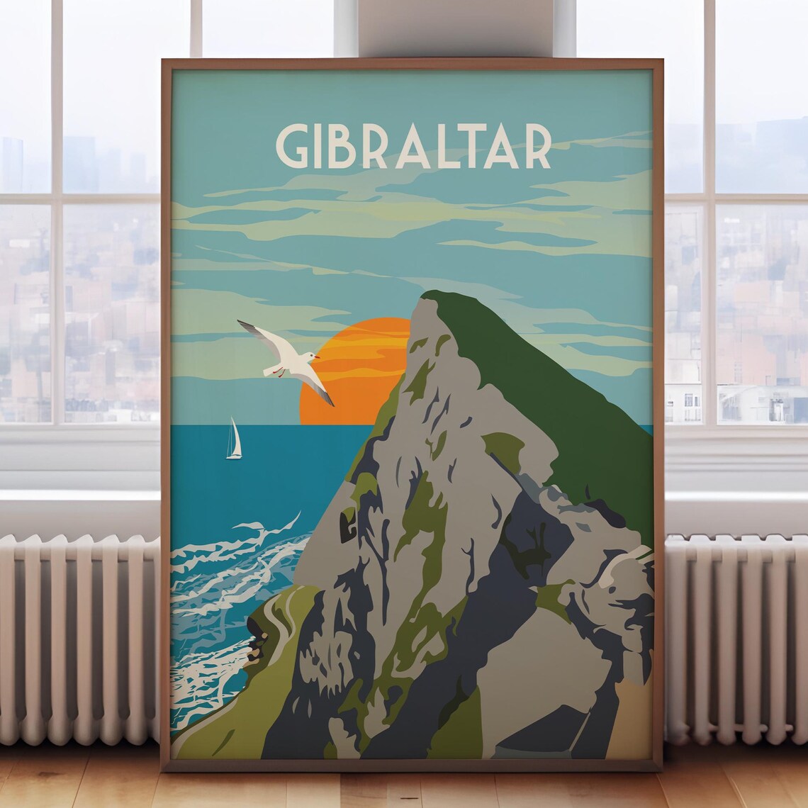 Rock Of Gibraltar Retro Travel Poster, Gibraltar
