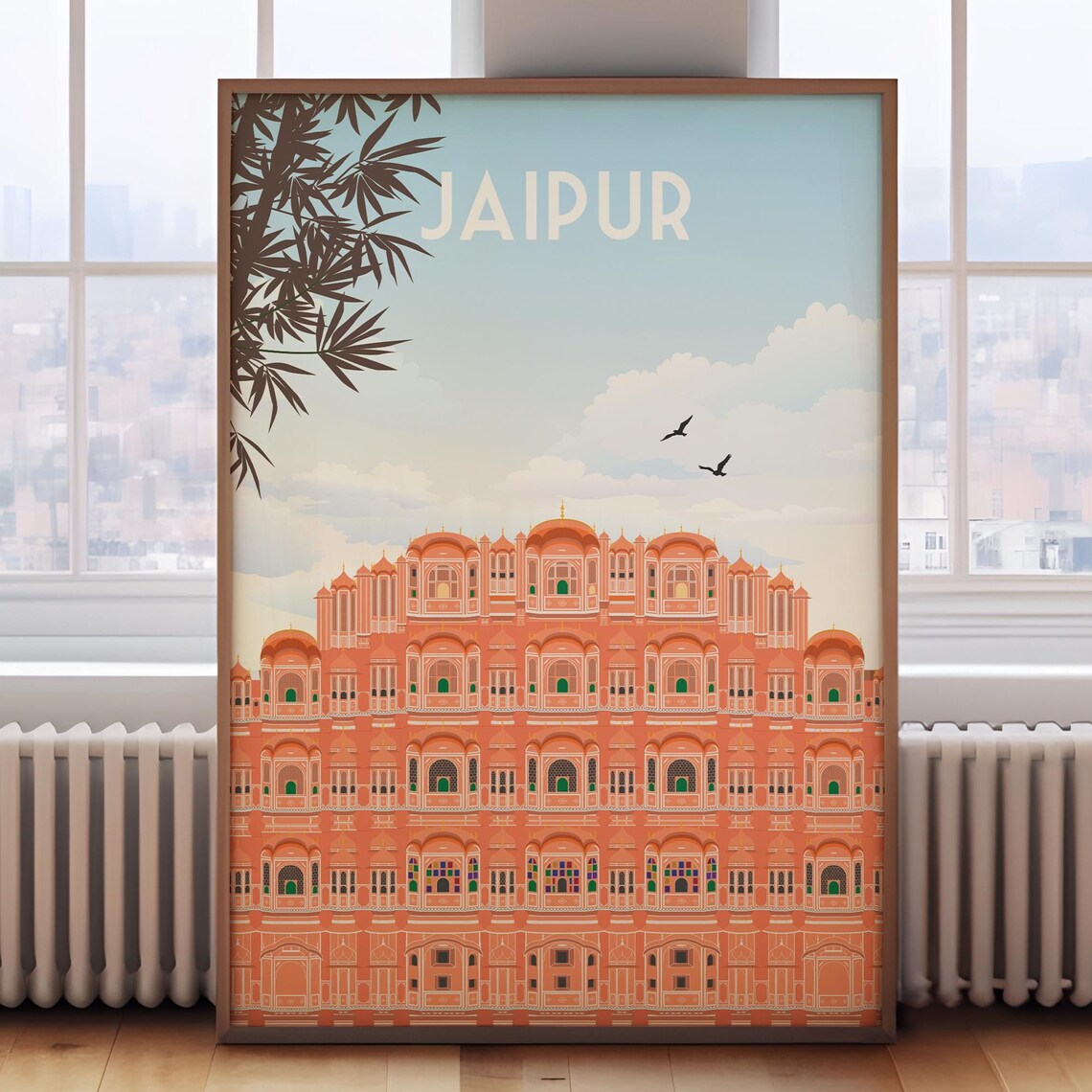 Jaipur India Hawa Mahal Pink Palace India Retro Travel Poster