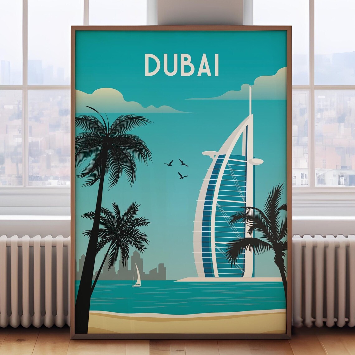 Dubai Travel Poster, Vintage Retro Travel Art