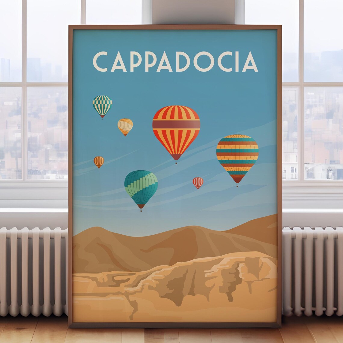 Cappadocia Turkey Colorful Hot Air Balloons Valley Travel Poster