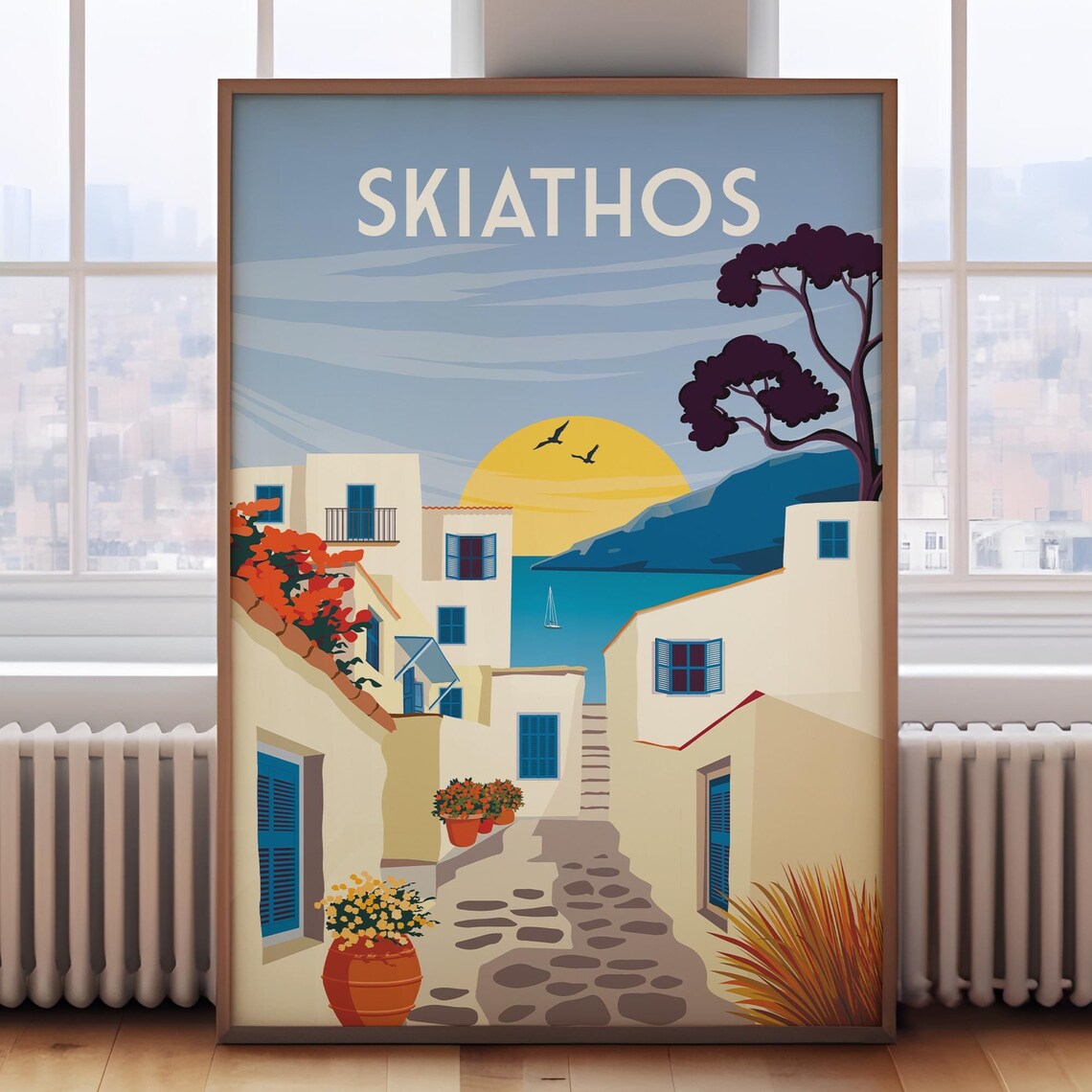 Skiathos Greece Travel Poster, Wall Art Print