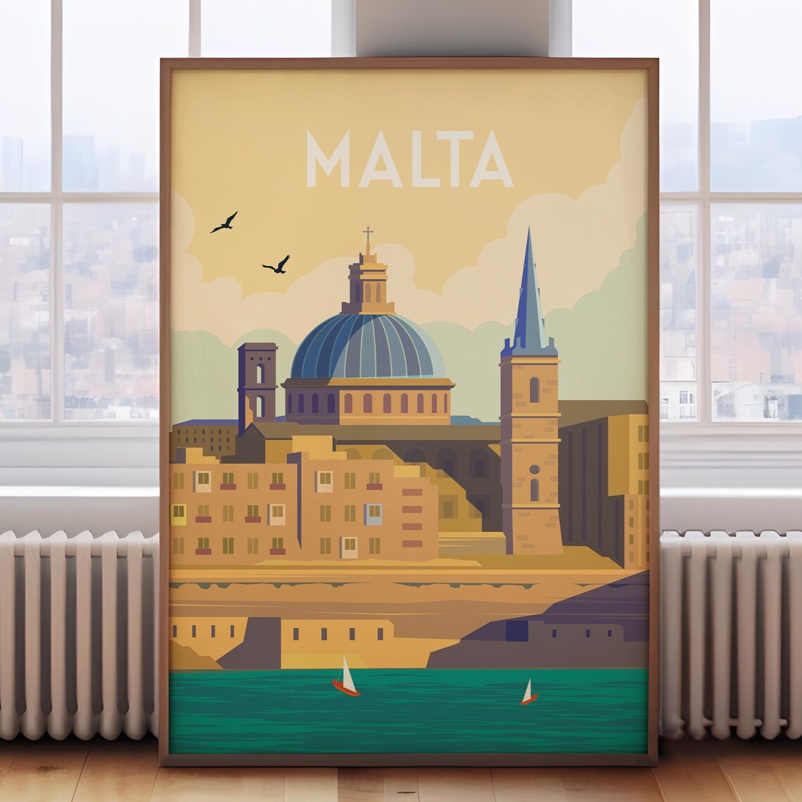 Malta Retro Travel Poster Print, Travel Wall Art