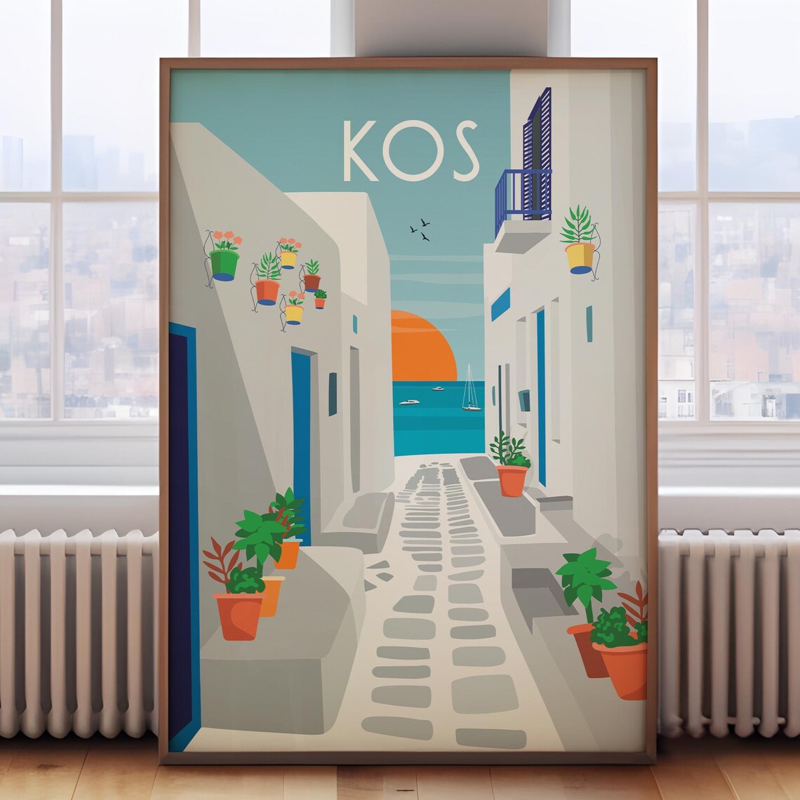 Kos Print Greece Travel Poster, Wall Art Print