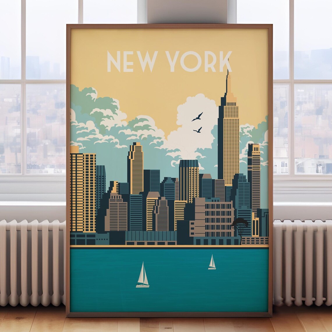 New York Retro Travel Poster, New York Travel Print