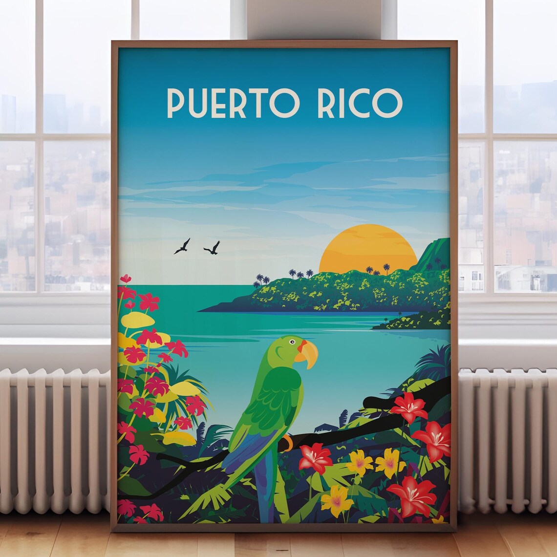 Retro Puerto Rico Travel Poster, Vintage Travel Art
