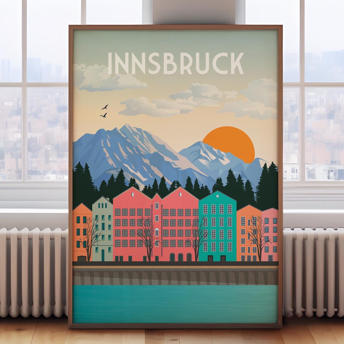 Innsbruck Austria Retro Travel Poster, Wall Art Print