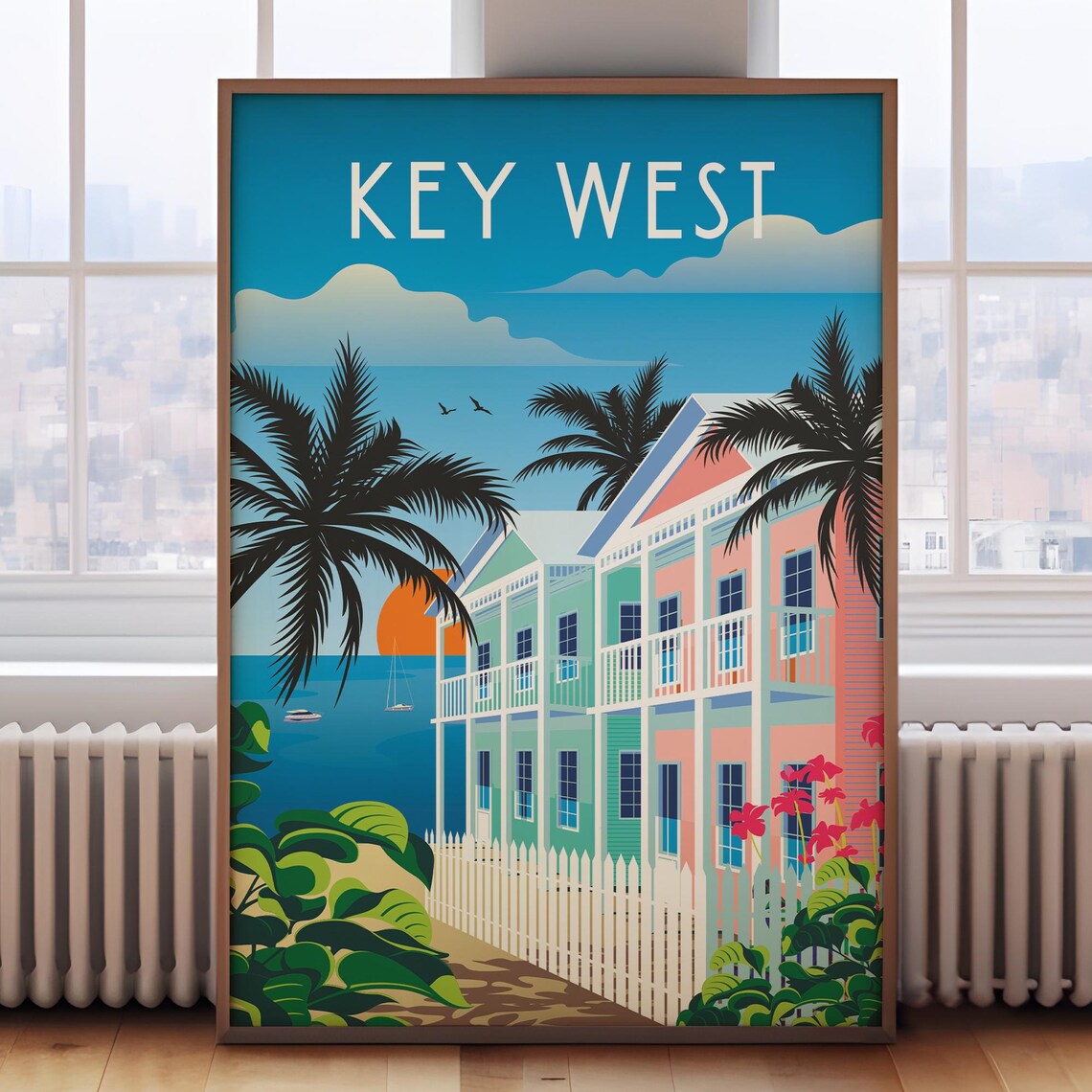 Key West Retro Travel Poster, Florida Wall Art