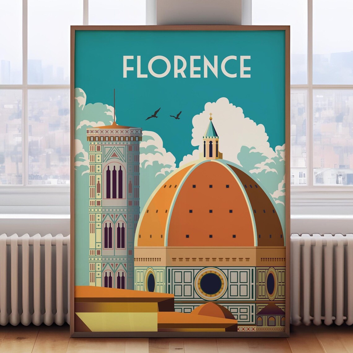 Florence Retro Travel Poster, Italy Art Print