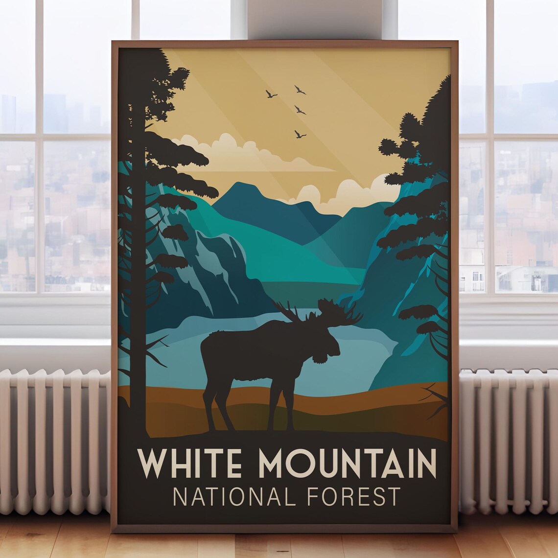 White Mountain National Forest Retro Travel Poster