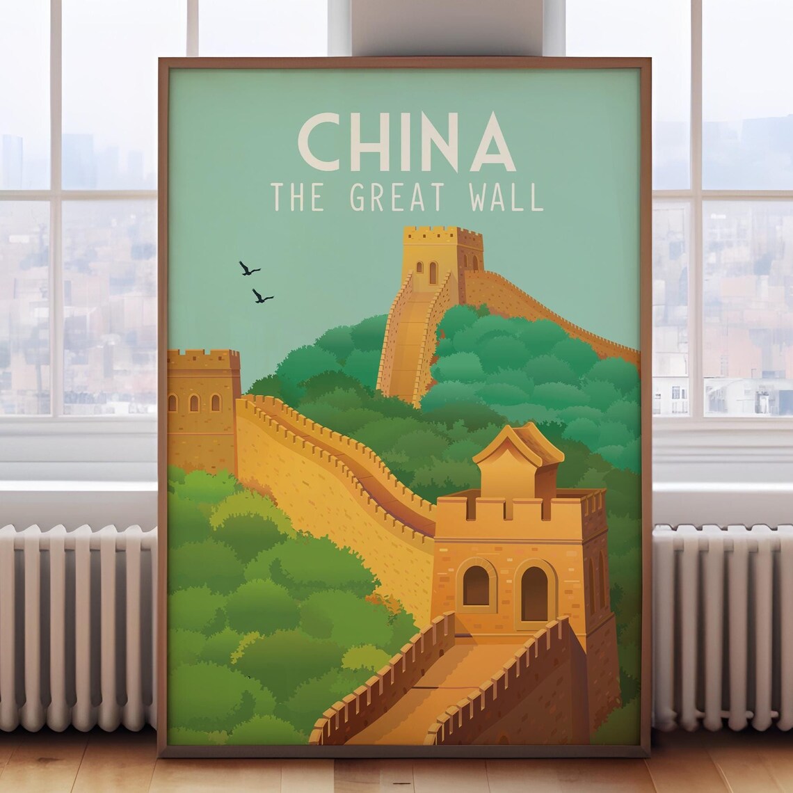 Great Wall of China Retro China Travel Poster