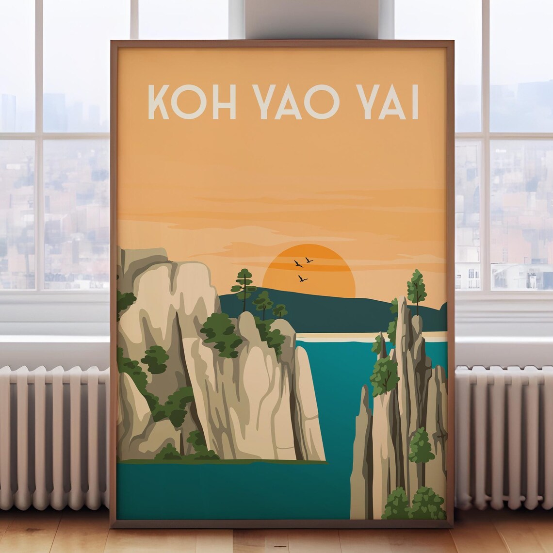 Koh Yao Yai Thailand Limestone Cliffs Sunset Sea Travel Poster