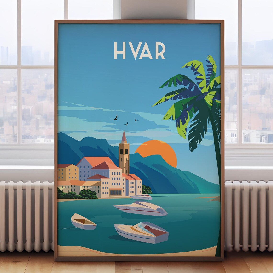 Hvar Travel Poster, Croatia Island Wall Art Print