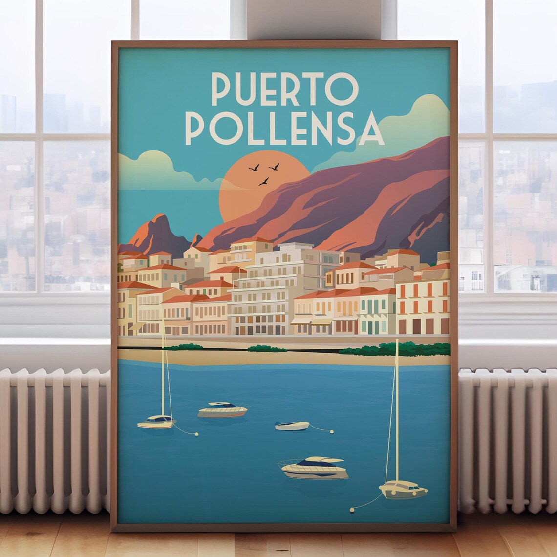 Puerto Pollensa Travel Poster, Mallorca Travel Print