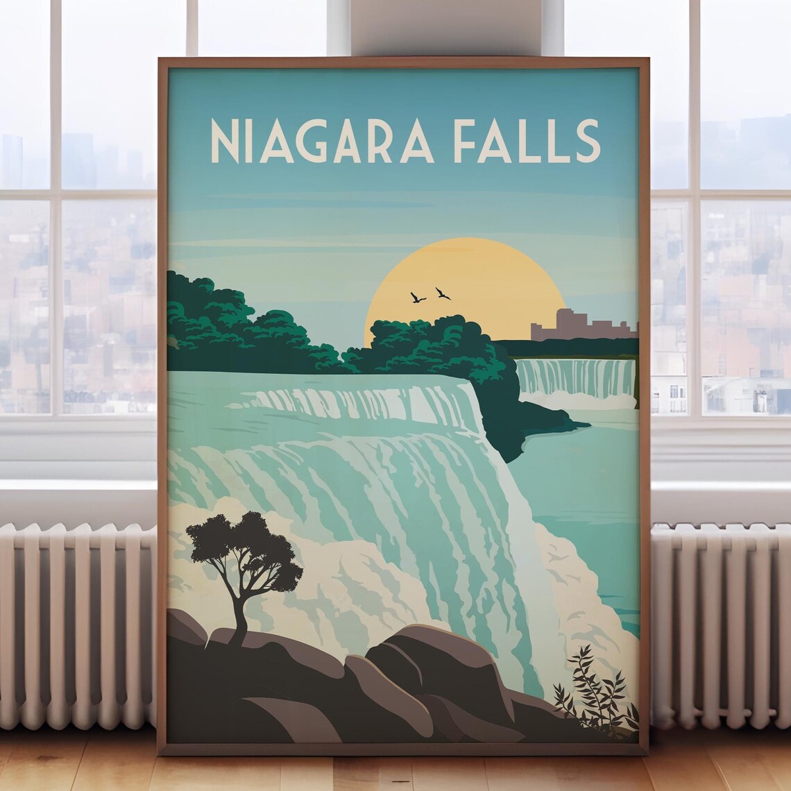 Niagara Falls Retro Travel Poster, Canada Art Print