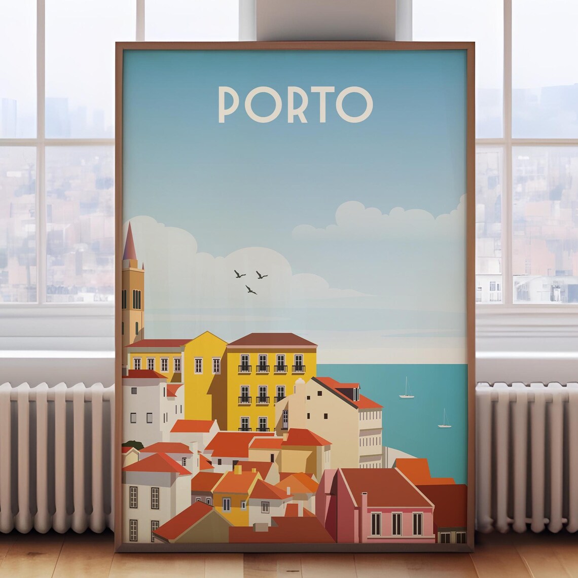 Porto Portugal Old Town Terracotta Roofs Riverside Travel Poster