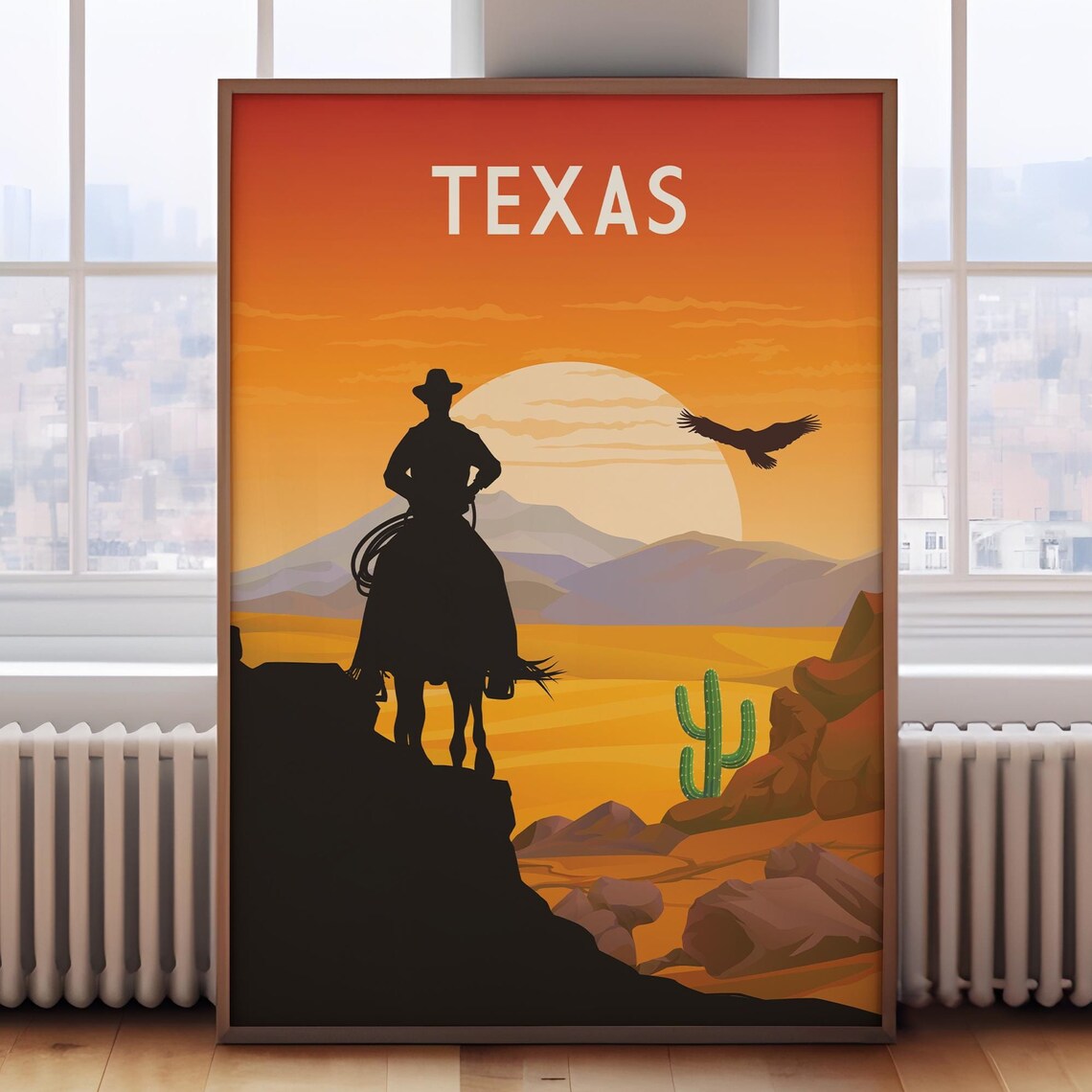 Texas Vintage Travel Poster, Retro Wall Art Print