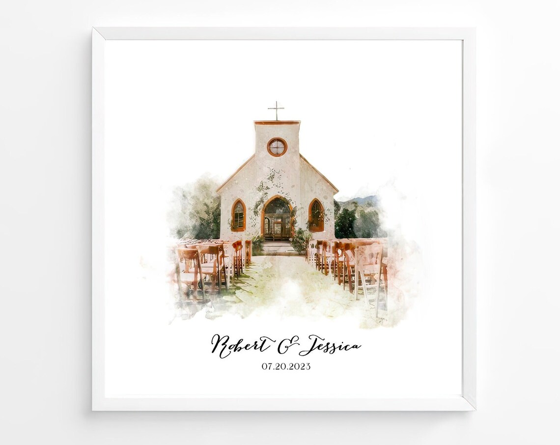Personalized Wedding Venue Sketch Art Print