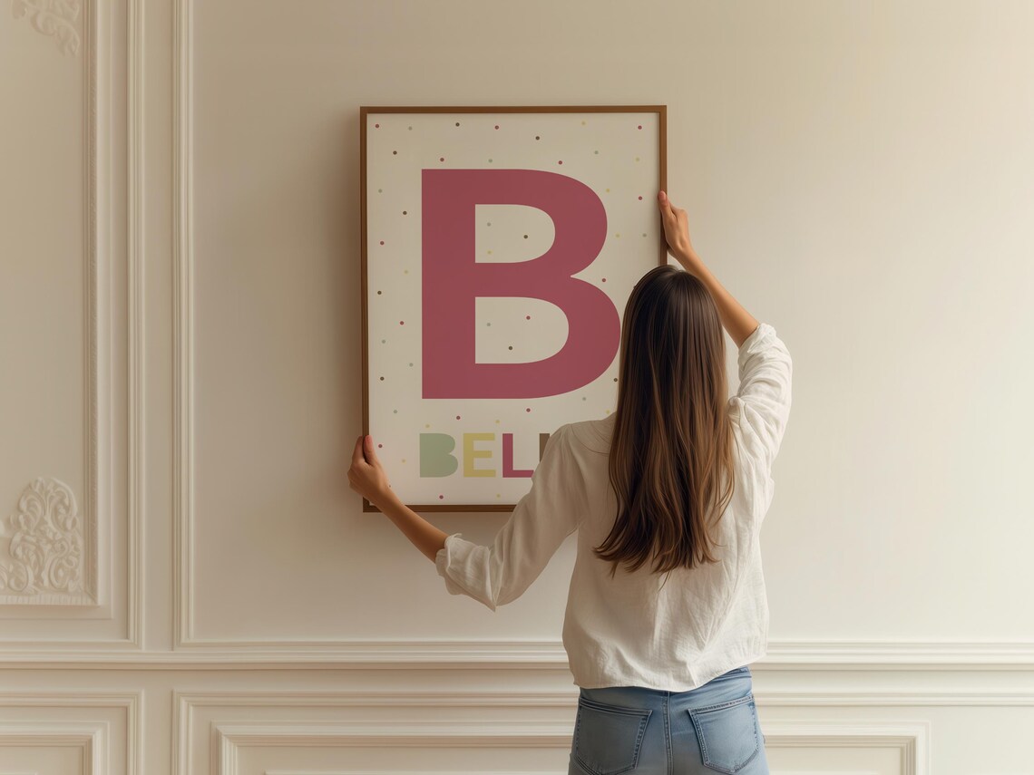 Girl Name Personalized Initial Nursery Art Print - Image 2