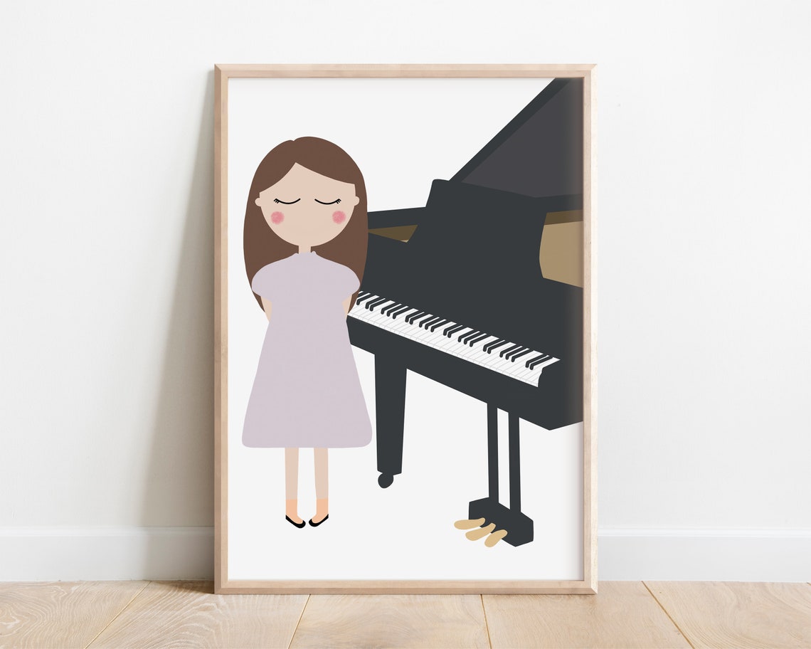 Piano Player Girl Art Print Piano Poster Piano Print Piano Gifts For Girls Piano Wall Art Piano Room Decor Piano Art Print