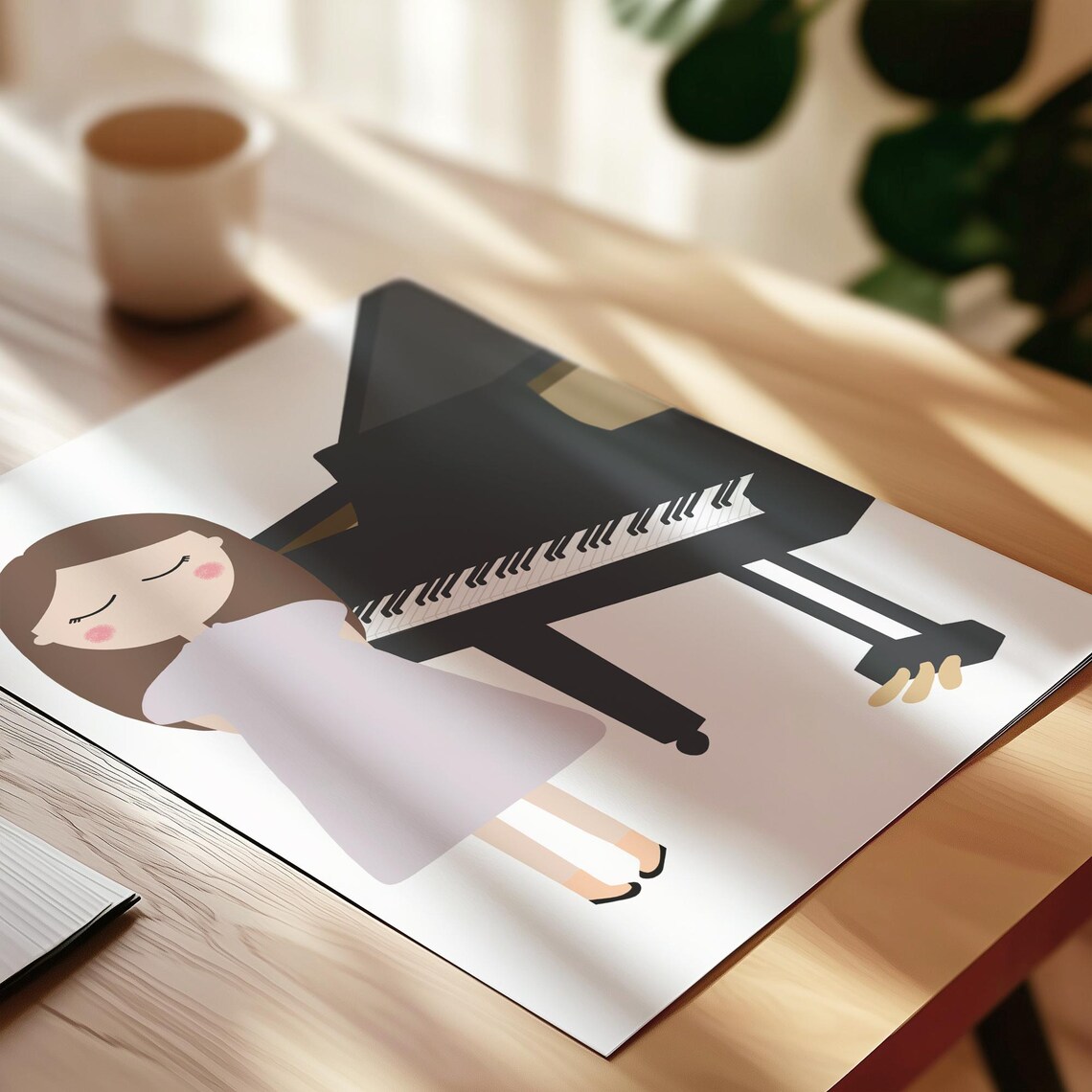 Girl With Grand Piano Elegant Pianist Cute Music Room Wall Art Print - Image 3