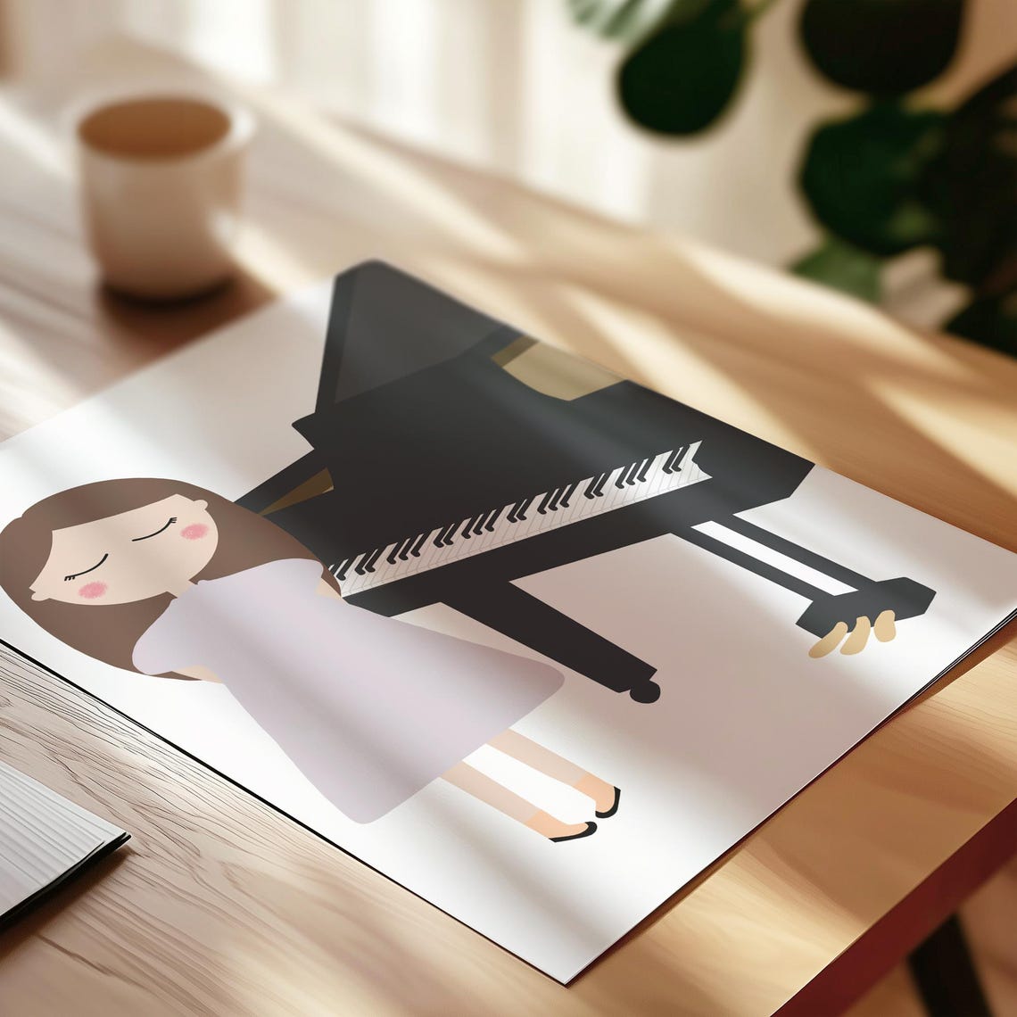 Piano Player Girl Art Print Piano Poster Piano Print Piano Gifts For Girls Piano Wall Art Piano Room Decor Piano Art Print - Image 3