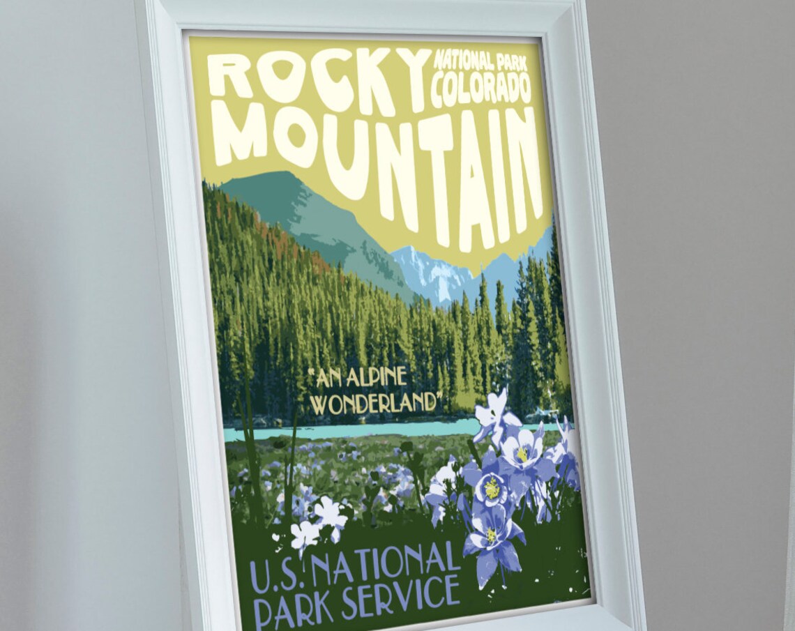 Rocky Mountain National Park Vintage Style Art Print